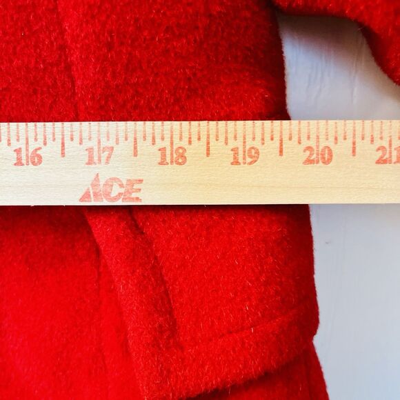 Vtg Styled by Stratton Red Wool Coat Mink Fur Collar 50s 60s Jackie O Union USA - Picture 11 of 16